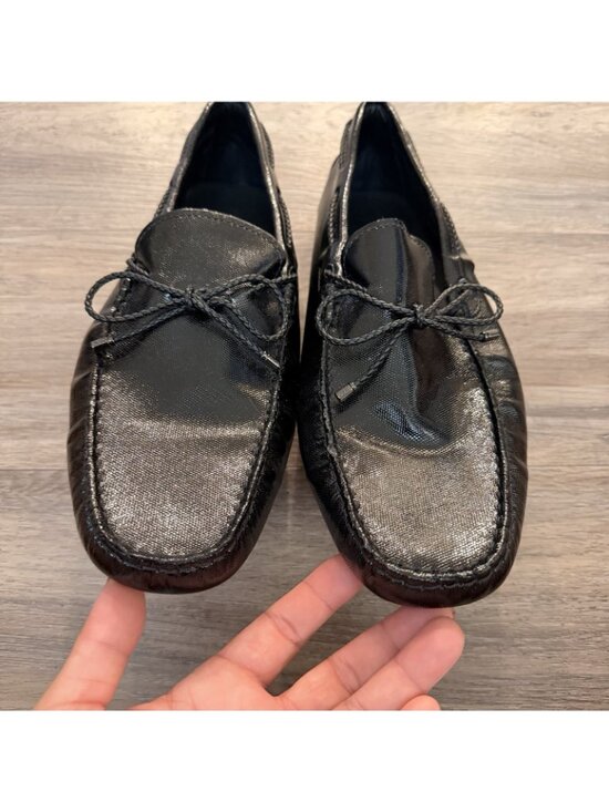 Tods Black Patent Leather Bow Slip On Loafers Men’s Size 10 main image 11